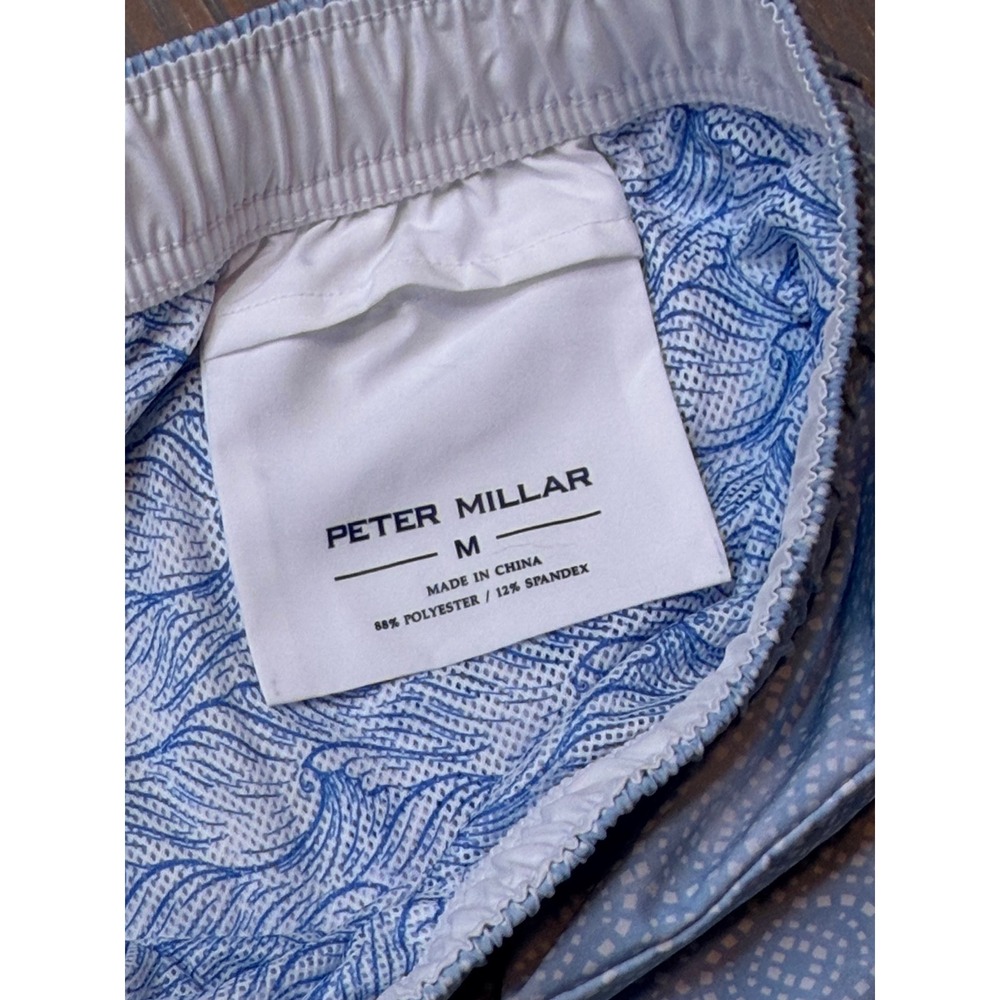Peter Millar Mens Blue Geometric Tile Print Swim Trunks Shorts 6in Inseam Size M - Picture 6 of 8